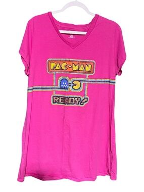 Pac-Man Graphic V-Neck Long Tee size 2x